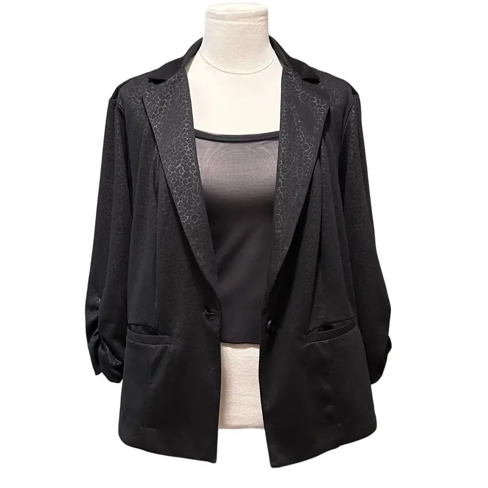 Torrid Black Leopard Jacquard  Blazer Size 1 (14-16) - Picture 2 of 10